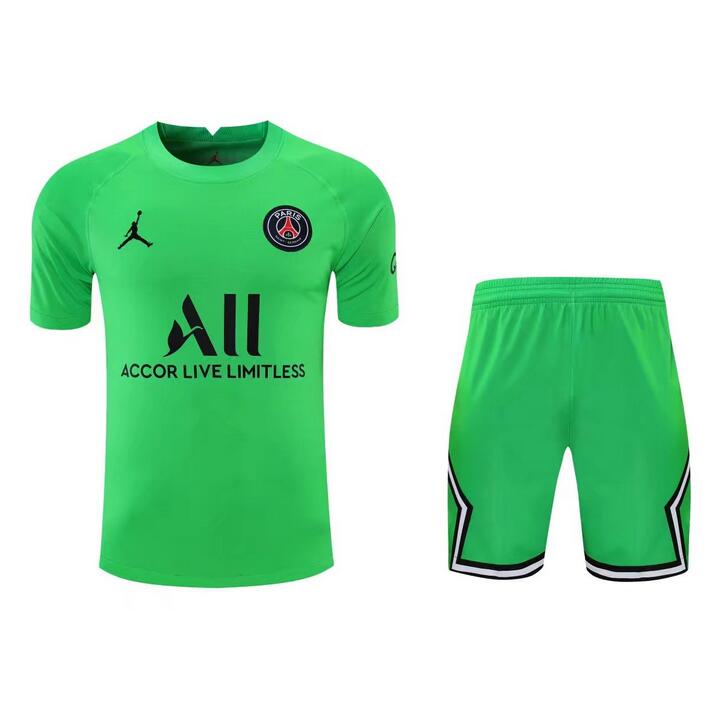 PSG Green Training Kits Soccer Shirt with Shorts 2020/21